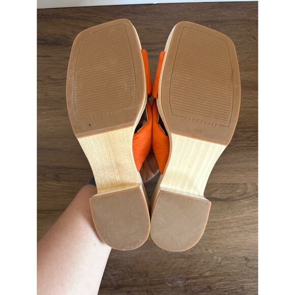 Sanctuary Lively Orange Leather Sandals Women’s size 7.5 bright Strappy, slip-on - Picture 9 of 9